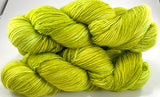 Hand Dyed Yarn "Sprung" Lime Chartreuse Acid Green Yellow Gold Merino SuperKid Mohair Fingering Singles SW 395yds 100g