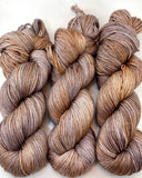Hand Dyed Yarn "Whippoorwill" Grey Silver Brown Copper Tan Caramel Beige Speckled Merino Silk DK Superwash 246yds 100g