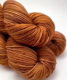 RESERVED for Leah** Hand Dyed Yarn "Just Rusted Enough" Rust Brown Copper Orange Gold Caramel Speckled Merino Sport Superwash 328yds 100g