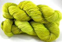 Hand Dyed Yarn "Sprung" Lime Chartreuse Acid Green Yellow Gold Merino SuperKid Mohair Fingering Singles SW 395yds 100g