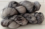 Hand Dyed Yarn "Scattered" Silver Brown Grey Black Speckled Merino Mohair Nylon Sock Fingering Superwash 438yds 100g