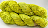 Hand Dyed Yarn "Sprung" Lime Chartreuse Acid Green Yellow Gold Polwarth DK Superwash 246yds 100g