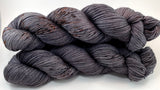 Hand Dyed Yarn "Cast Iron" Grey Brown Charcoal Backish Rust Speckled Merino Fine Fingering Singles Superwash 465yds 115g