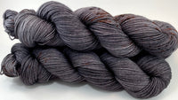Hand Dyed Yarn "Cast Iron" Grey Brown Charcoal Backish Rust Speckled Merino Nylon Fine Fingering Sock Superwash 463yds 100g