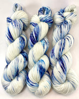 Hand Dyed Yarn "Blurple" Blue Denim Cobalt Indigo Violet Grape Navy Merino Alpaca Nylon Fingering Sock Superwash 437yds 100g