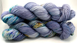Hand Dyed Yarn "BeeBop Blues" Blue Navy Grey Turquoise Teal Gold Yellow Violet Green Speckled Merino Nylon Fingering Sock Superwash 437yds 100g
