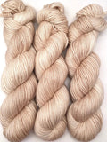 Hand Dyed Yarn "Nanny’s Linen" Tan Ecru Ivory Blush Beige Pale Bluefaced Leicester BFL Fingering Superwash 438yds 100g