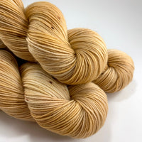 RESERVED for Adriene** Hand Dyed Yarn "Wheat Kings" Yellow Beige Honey Tan Gold Blonde Brown Speckled Merino Fine Fingering Superwash 438yds 100g