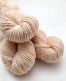 Hand Dyed Yarn "Nanny's Linen" Blush Ecru Tan Ivory Pink Merino Worsted Superwash 218yds 100g