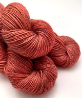 Hand Dyed Yarn "Another Brick in the Shawl" Brick Red Rust Brown Orange Pink Copper Speckled Alpaca Silk Fingering 438yds 100g