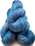 Hand Dyed Yarn "Blew By You" Blue Denim Cobalt Indigo Grey Navy Merino Silk Cashmere Fingering Superwash 438yds 100g