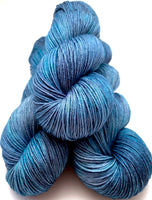 Hand Dyed Yarn "Blew By You" Blue Denim Cobalt Indigo Grey Navy Polwarth Fingering Superwash 438yds 100g
