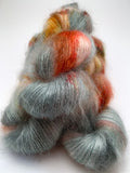 Hand Dyed Yarn "Pheasant Plucker" Green Grey Teal Yellow Gold Brown Red Kid Mohair Silk Laceweight 465yds 50g