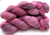 Hand Dyed Yarn "20 Minute Workout" Pink Magenta Lavender Violet Grey Black Polwarth Fingering Superwash 438yds 100g