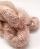 Hand Dyed Yarn "Sabelle" Beige Tan Taupe Brown Speckled SuperKid Mohair Silk Laceweight 465yds 50g