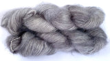 Hand Dyed Yarn "Shiny New Bucket" Grey Silver SuperKid Mohair Silk Laceweight 465yds 50g