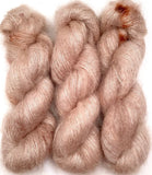 Hand Dyed Yarn "Sabelle" Beige Tan Taupe Brown Speckled SuperKid Mohair Silk Laceweight 465yds 50g