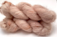 Hand Dyed Yarn "Sabelle" Beige Tan Taupe Brown Speckled SuperKid Mohair Silk Laceweight 465yds 50g
