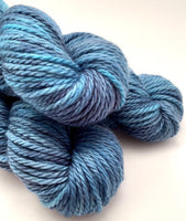 Hand Dyed Yarn "Blew By You" Blue Denim Cobalt Indigo Grey Merino Worsted Superwash 218yds 100g