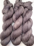 Hand Dyed Yarn "Charred" Grey Gray Silver Taupe Merino Cotton Fingering SW 438yds 100g