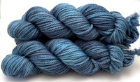 Hand Dyed Yarn "Blew By You" Blue Denim Cobalt Indigo Grey Merino Worsted Superwash 218yds 100g