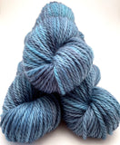 Hand Dyed Yarn "Blew By You" Blue Denim Cobalt Indigo Grey Merino Bulky Superwash 106yds 100g
