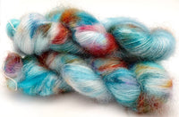 Hand Dyed Yarn "Fishgold" Turquoise Teal Gold Rust Caramel Green Pink Violet Kid Mohair Silk Laceweight 465yds 50g