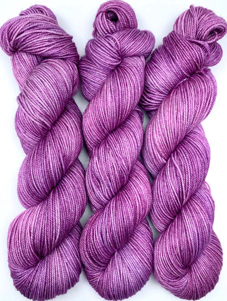 Hand Dyed Yarn "Raspberry Beret" Purple Fuchsia Pink Violet Grey Merino Worsted Superwash 218yds 100g