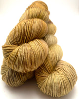 Hand Dyed Yarn "Whirled Peas" Green Khaki Gold Mustard Orange Brown Grey Merino Nylon Fine Fingering SW 463yds 100g