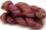 Hand Dyed Yarn "Plush" Purple Plum Brown Gold Puce SuperKid Mohair Silk Laceweight 465yds 50g