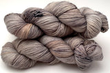 Hand Dyed Yarn "Silverbirchenstick" Grey Brown Black Tan Ecru Speckled Merino Fingering Superwash 420yds 115g