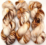 Hand Dyed Yarn "Whole Grain" Brown Tawny Copper Ecru Caramel Chestnut Speckled Merino Fingering Singles Superwash 465yds 115g