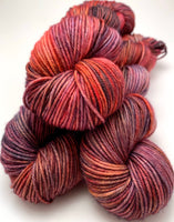 Hand Dyed Yarn "Masquerade" Grey Brown Copper Red Orange Pink Purple Merino DK Weight Superwash 231yds 100g
