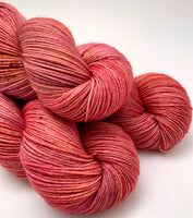 Hand Dyed Yarn "Potpourri” Blush Purple Pink Orange Yellow Red Fuchsia Rust Brown Merino Fingering Yarn Superwash 438yds 100g