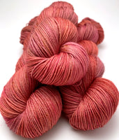 Hand Dyed Yarn "Potpourri” Blush Purple Pink Orange Yellow Red Fuchsia Rust Brown Merino Fingering Yarn Superwash 438yds 100g