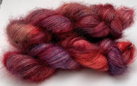 Hand Dyed Yarn "Masquerade" Blue Purple Red Pink Gold Orange Violet Grey SuperKid Mohair Silk Laceweight 465yds 50g