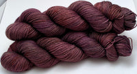 Hand Dyed Yarn "Grace, Too" Purple Plum Scarlet Brown Green Maroon Speckled Merino Silk Yak Fingering Superwash 438yds 100g