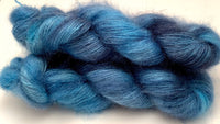 Hand Dyed Yarn "Blew By You” Blue Denim Cobalt Indigo Grey Navy SuperKid Mohair Silk Laceweight 465yds 50g