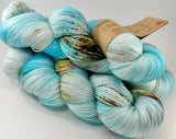 Hand Dyed Yarn "Fishgold" Turquoise Rust Gold Teal Violet Pink Speckled Merino Nylon Fine Fingering SW 463yds 100g