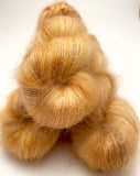 Hand Dyed Yarn "Wheat Kings" Yellow Beige Honey Tan Gold Blonde Brown Speckled SuperKid Mohair Silk 465yds 50g
