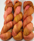 Hand Dyed Yarn "Razzle Dazzle" Gold Pink Orange Yellow Peach Magenta Speckled Merino Fingering Superwash 425yds 115g