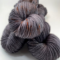 Hand Dyed Yarn "Cast Iron" Grey Brown Charcoal Backish Rust Speckled Merino Light Fingering Heavy Lace Superwash 822yds 150g
