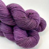 Hand Dyed Yarn "Oh! Aubergine" Purple Plum Brown Grey Black Speckled Smoky Merino Nylon Fingering Sock Superwash 463yds 100g