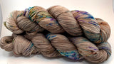 Hand Dyed Yarn "Geode" Brown Blue Turquoise Rust Violet Copper Yellow Speckled Merino Nylon Fine Fingering SW 463yds 100g