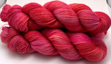 Hand Dyed Yarn "Bouquet" Pink Red Fuchsia Magenta Scarlet Rose Melon Purple Gold Merino Fingering Singles Superwash 465yds 115g