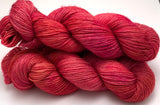 Hand Dyed Yarn "Bouquet" Pink Red Fuchsia Magenta Scarlet Rose Melon Purple Gold Merino Silk DK Superwash 246yds 100g