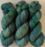 Hand Dyed Yarn "If a Teal Falls in the Forest…" Teal Green Emerald Spruce Navy Blue SuperKid Mohair Silk Laceweight 465yds 50g