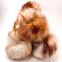 Hand Dyed Yarn "Whole Grain" Caramel Copper Tan Ecru Ivory Brown SuperKid Mohair Silk Laceweight 465yds 50g