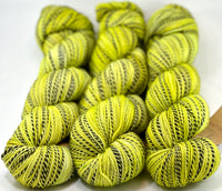 Hand Dyed Yarn "Sprung" Lime Chartreuse Acid Green Yellow Gold Merino Nylon Zebra SW 438 yds 100
