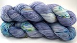 Hand Dyed Yarn "BeeBop Blues" Blue Navy Grey Turquoise Teal Gold Yellow Violet Green Speckled Merino Nylon DK Superwash 248yds 100g